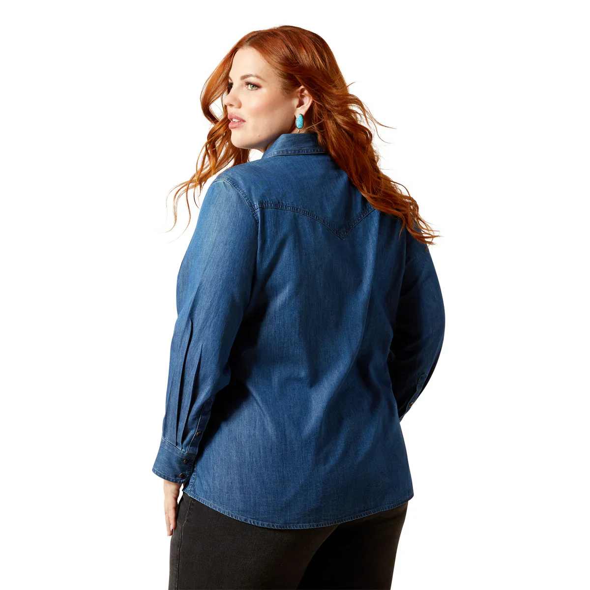 Ariat Womens True Blue Snap Button Long Sleeve Shirt - Image 4