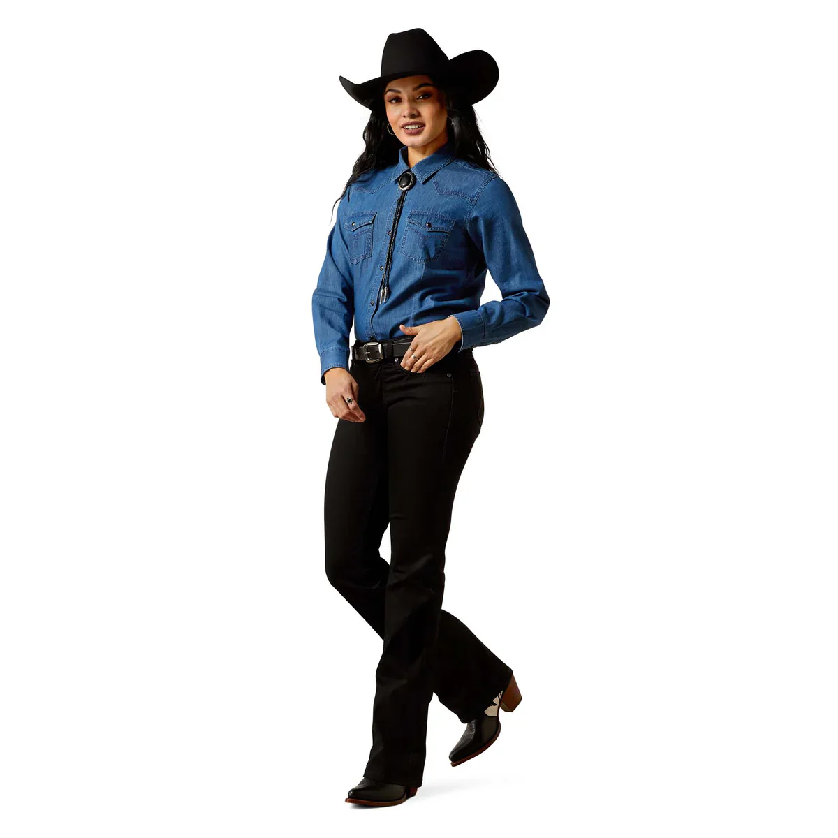 Ariat Womens True Blue Snap Button Long Sleeve Shirt - Image 5