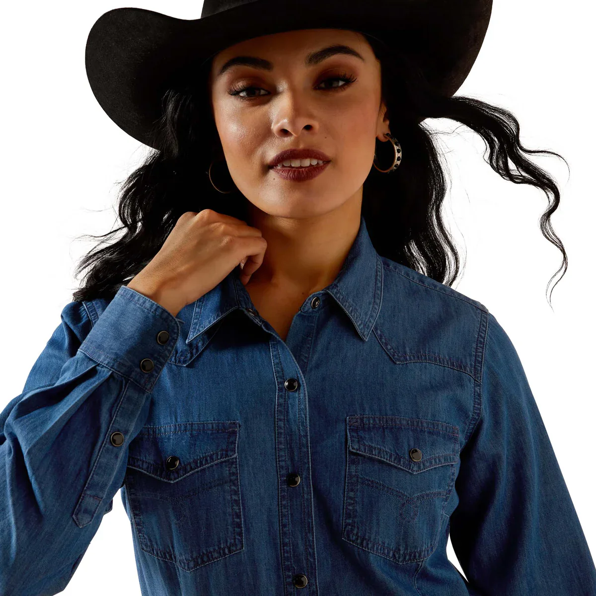 Ariat Womens True Blue Snap Button Long Sleeve Shirt - Image 6