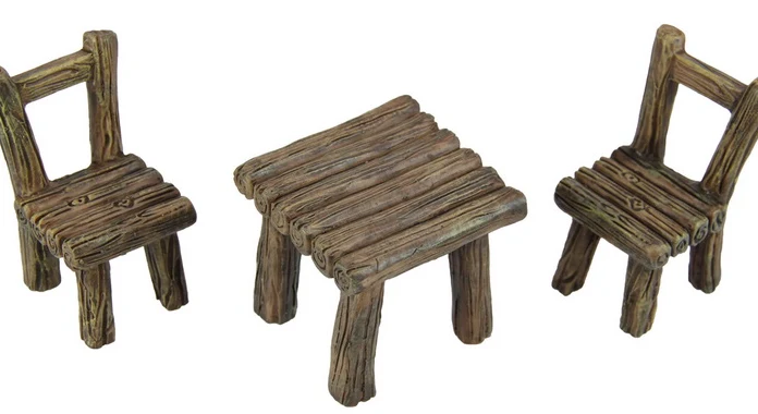 Fairy Garden Table & Chairs (Log Design) - Set of 3