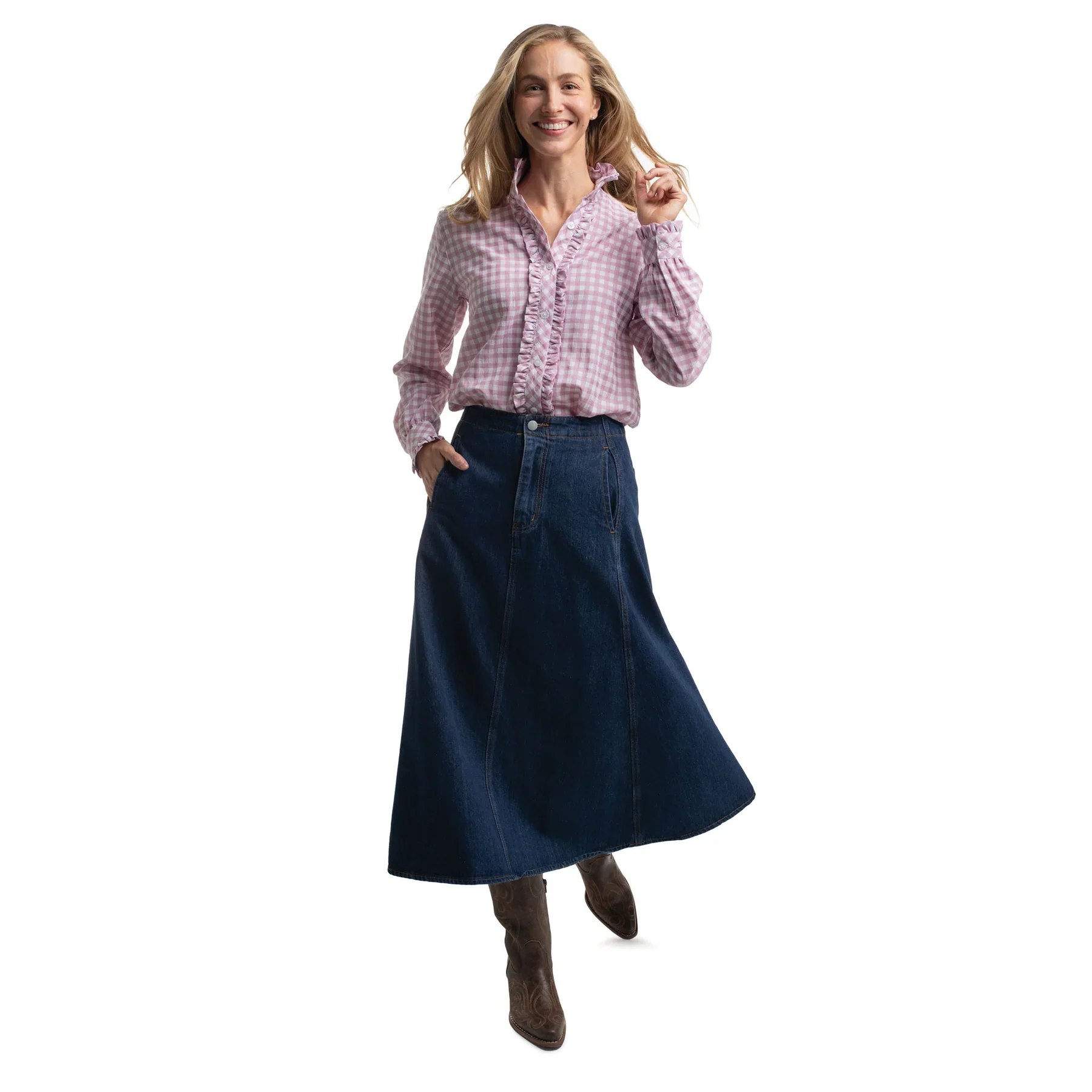 Just Country Womens Abbey Frills Full Button Workshirt - Image 3