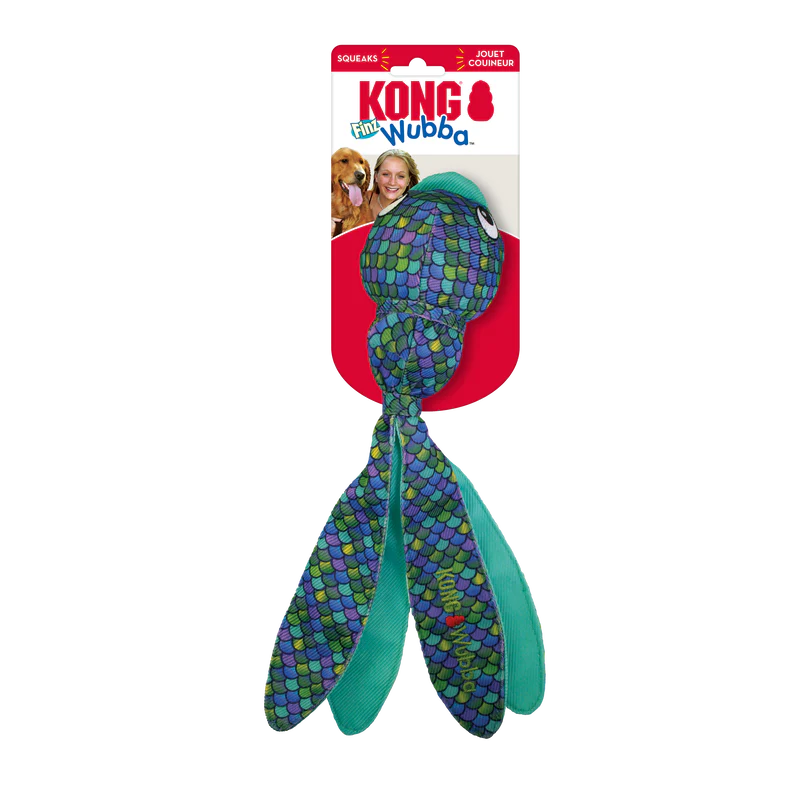 KONG Wubba Finz Blue Dog Toy
