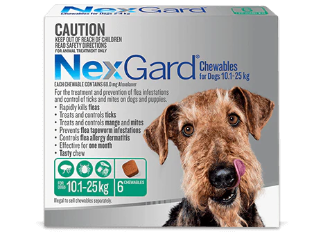Nexgard Chewables for Dogs 10.1-25kg Green - Image 2