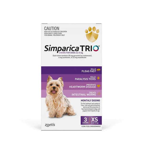 Simparica Trio Chews for Extra Small Dogs 2.6-5kg